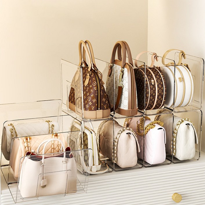 LareinaT 다용도 가방 정리대 간략하다 가방 정리함 수납함, 투명, 2개