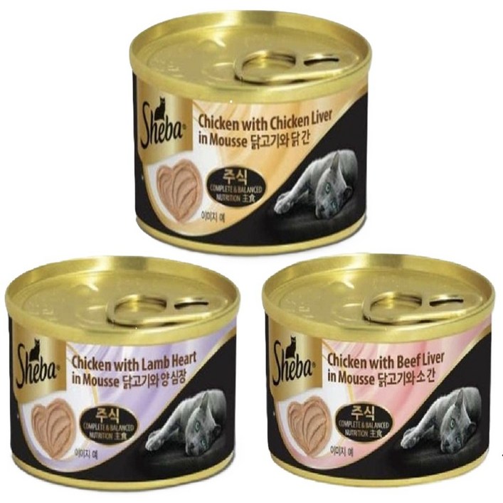 쉬바 무스 주식캔 3종세트, 24개, 70g, 혼합맛