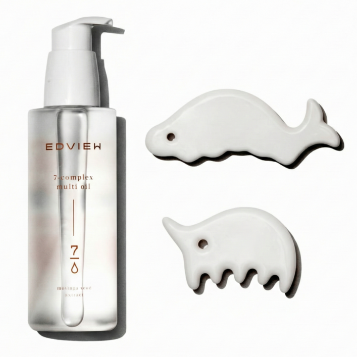 [특가세트] 에드뷰 명장 세라믹 괄사 페이스 바디 림프순환 마사지 풀세트 & 아로마 멀티 오일 / 43만 유튜버 밤비걸 PICK, 화이트 유광(돌고래+코뿔소)+멀티오일, 1세트