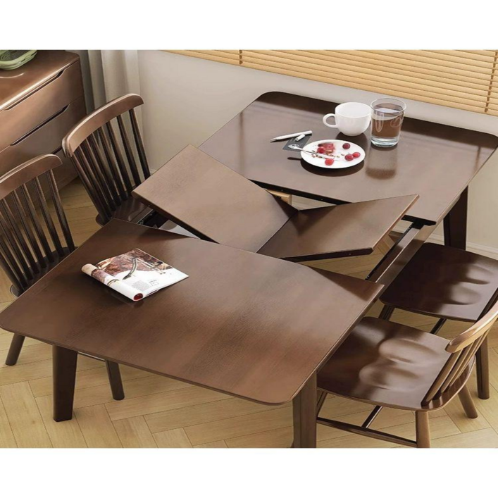 DOOIT 고급스러운 확장형식탁 4인용 6인용 접이식 원목식탁 사각 폴딩 테이블