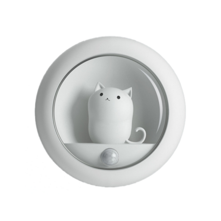 미니덕트 무선 고양이 LED 센서 무드등, 화이트 - 쇼핑앤샵