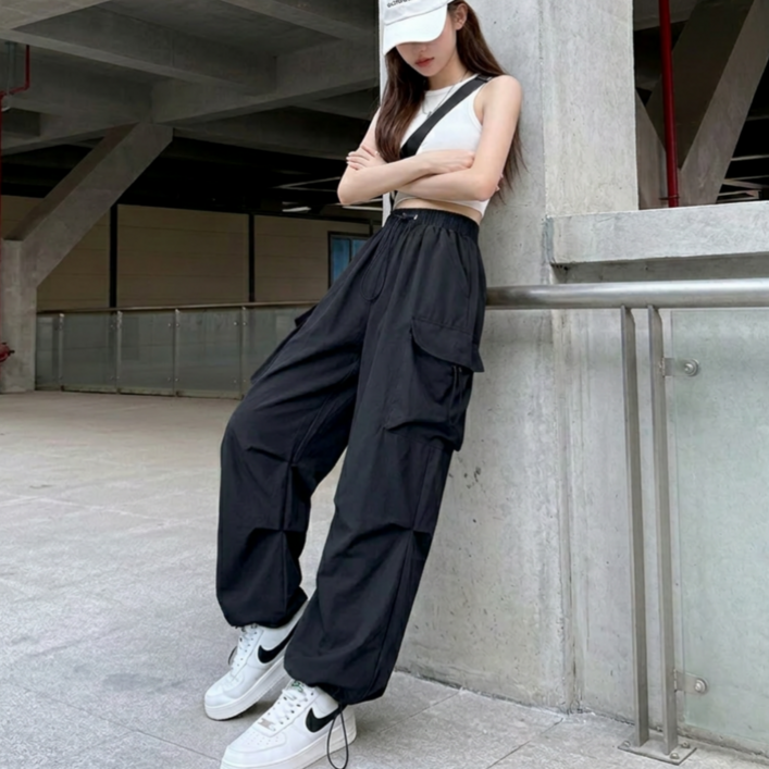 쁘띠엘라 여성 카고 건빵 바지 조거 팬츠 밴딩