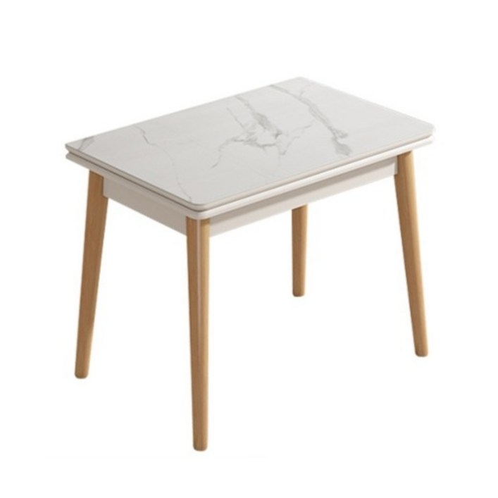 [착한나무] 접이식 식탁 세트 원목 확장형 윙드 테이블 의자 폴딩, 마블화이트