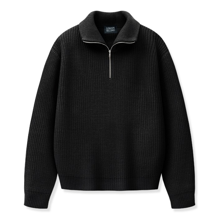 남녀공용 고급 워셔블 프리미엄 베이직 오버핏 하찌 반집업 카라 니트 1825