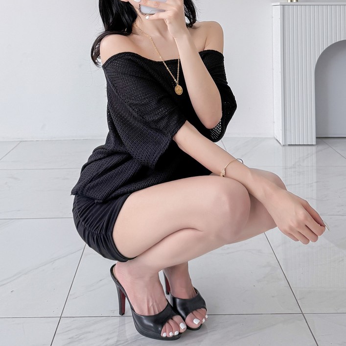 글램디브 센트즈 니트 가오리핏 셔링 미니원피스 AC0415