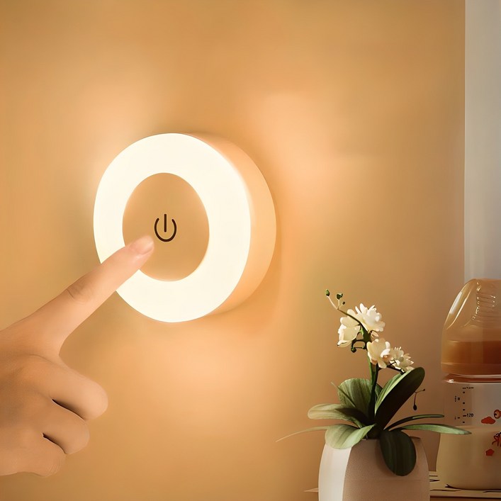 무선 USB 충전식 LED 터치 미니 무드등, 화이트