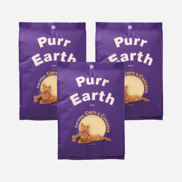 퍼스샌드 먼지, 떡짐 없는 콘카사바 고양이 모래 퍼스보통입자, 3개, 4kg, 무향