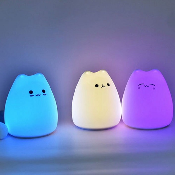 LED 실리콘 고양이 수면등 무드등, 베이비 LED 실리콘 고양이 수면등 무드등, 베이비