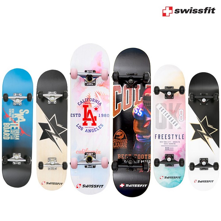 스위스핏 초보 입문용 어린이 성인 스케이트보드, 1개