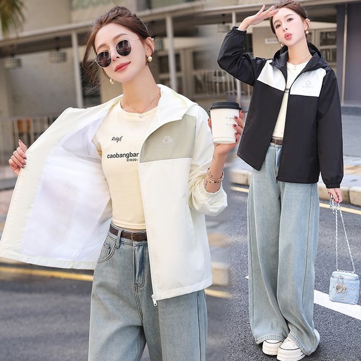 ORZQU 여성 가을 고급 패션 자켓 루즈핏 빅사이즈 바람막이