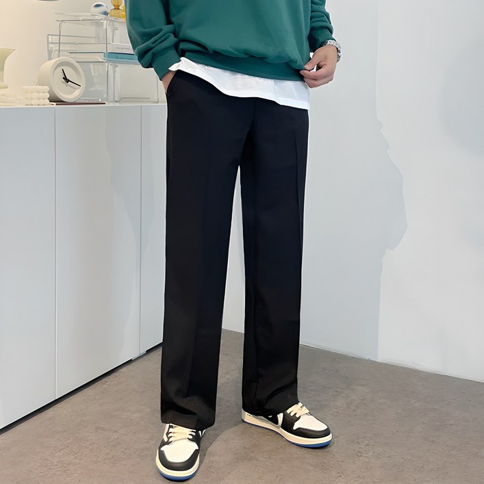 제타22 남성용 프리미엄 스판 세미 와이드 기본 밴딩 슬랙스 바지 1055