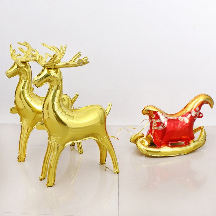 크리스마스 사슴 썰매 풍선 초대형 인형 풍선 루돌프 썰매 세트, 1개, 대형 사슴 세트