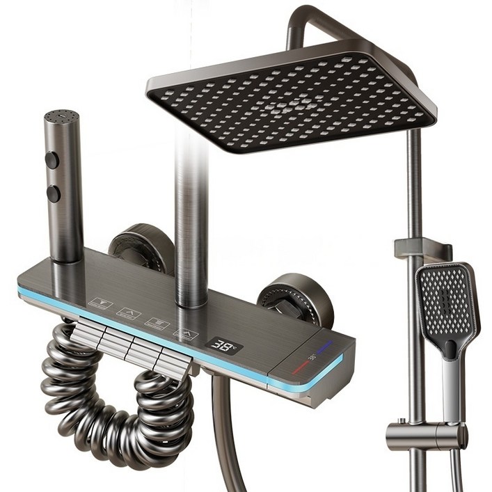 해바라기 샤워기 세트 선반형 원터치 4단 조절 절수 샤워 헤드 세트 수압상승 샤워기 샤워수전