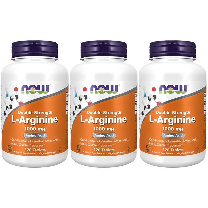 나우푸드 더블 스트랭스 L아르기닌 1000mg 타블렛, 120정, 3개