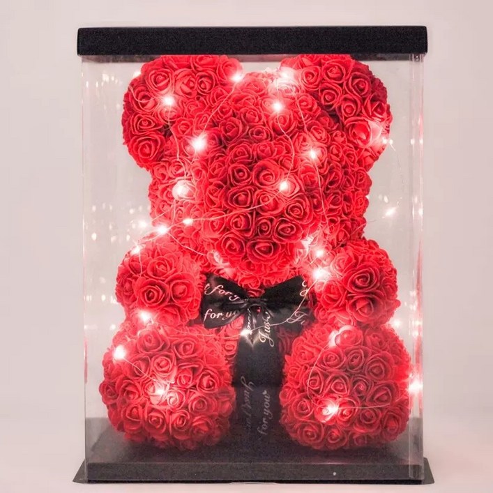 LED 로즈베어 조화 장미곰돌이 꽃다발 크리스마스 선물 기념일 이벤트