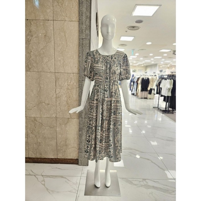 밸리걸 유니크 패턴 스모킹 반팔 원피스 243480