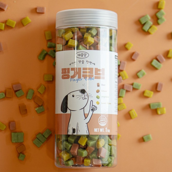 펫라벨 핑거큐브 강아지간식, 교육용, 훈련용 대용량 강아지 트릿, 혼합, 1,000g, 1개, 1kg