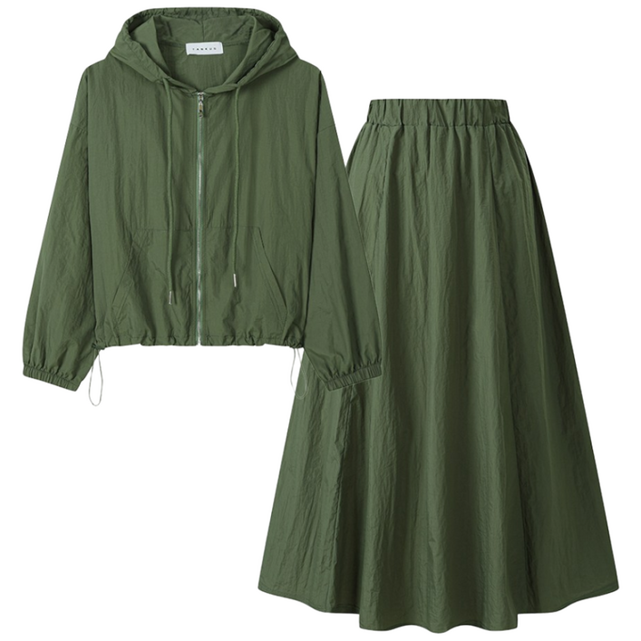 탱커스 여성 바스락 후디 집업 스커트 셋업