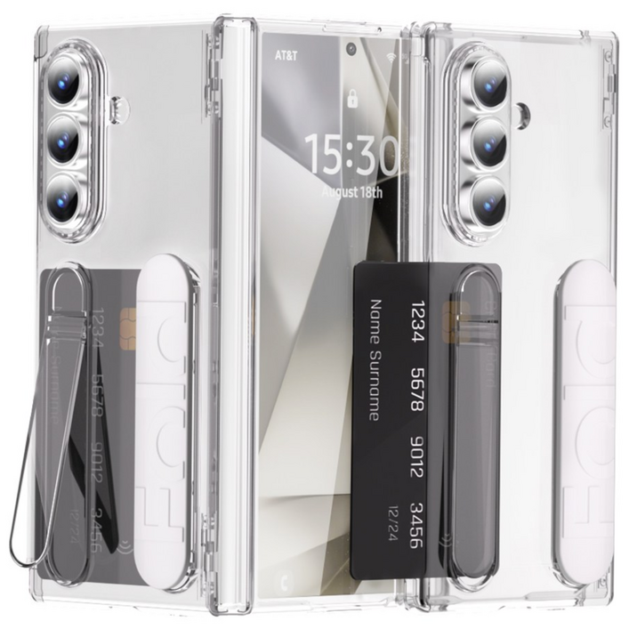 테크비 갤럭시 Z 폴드 오토 힌지 가드 그립 스탠드 카드 수납형 케이스 호환