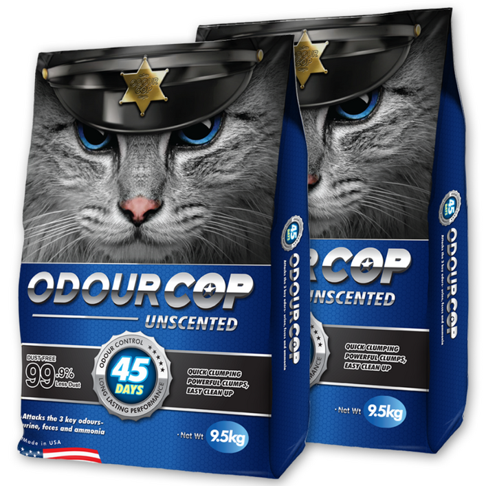 오더캅 언씬티드 벤토나이트 고양이 모래, 9.5kg, 2개, 무향