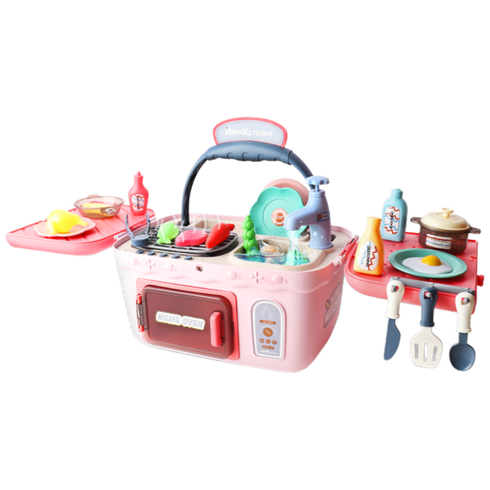 뮤고랑 꼬마쉐프 핑크핑크 싱크대 주방놀이 세트, 혼합색상 1개, 1개