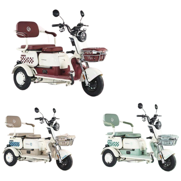 새로운 전기자전거 3륜 안전한 뒷자리 어린이집 등하원용 전동스쿠터 전기스쿠터