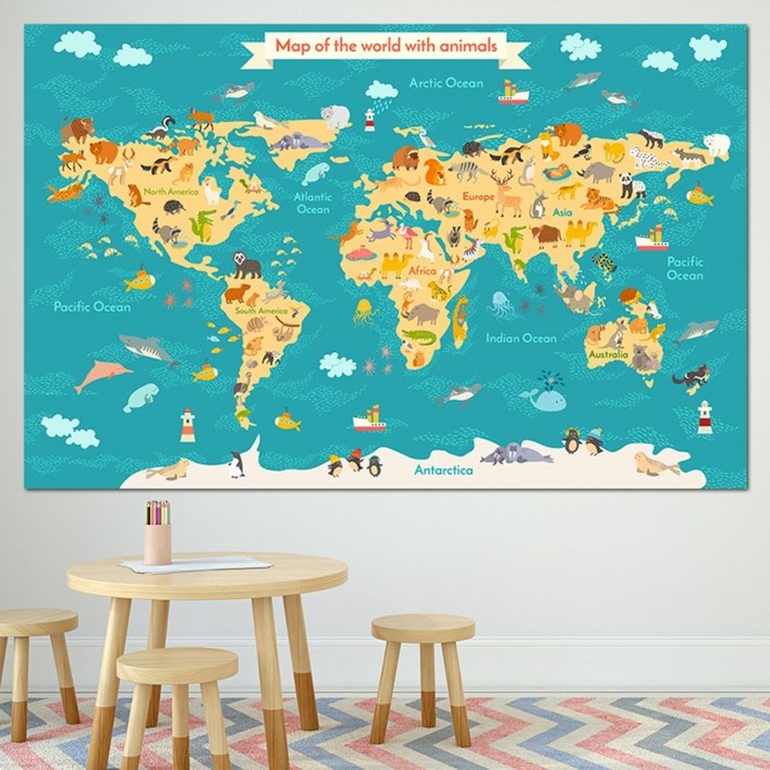 갤러리츠 어린이 세계지도 아기방 아이방 인테리어 그림