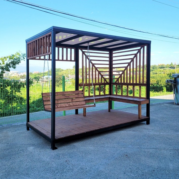 에코그린우드 야외그네 파고라 야외벤치 퍼걸러 캠핑장 휴게쉼터