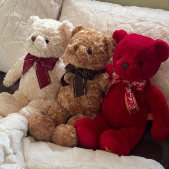 더샵토이 핸드메이드 테디베어 곰인형 러블리베어 브라운, 크림, 레드곰 48cm 58cm 75cm, 레드곰, 1개, 58.5cm