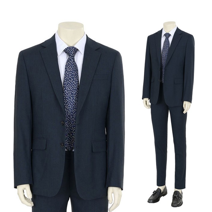 바쏘옴므 남성용 블렌디드 슬림핏 정장 자켓  팬츠 세트