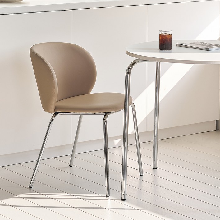 메종드꼼마 PU 스칸딕체어 식탁의자 2개 세트, 베이지