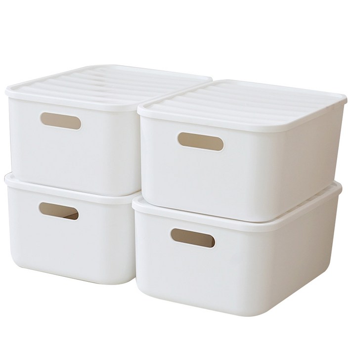 보노하우스 리빙박스 팬트리 정리함, 화이트, M264 x 372 x 162 mm, 4개