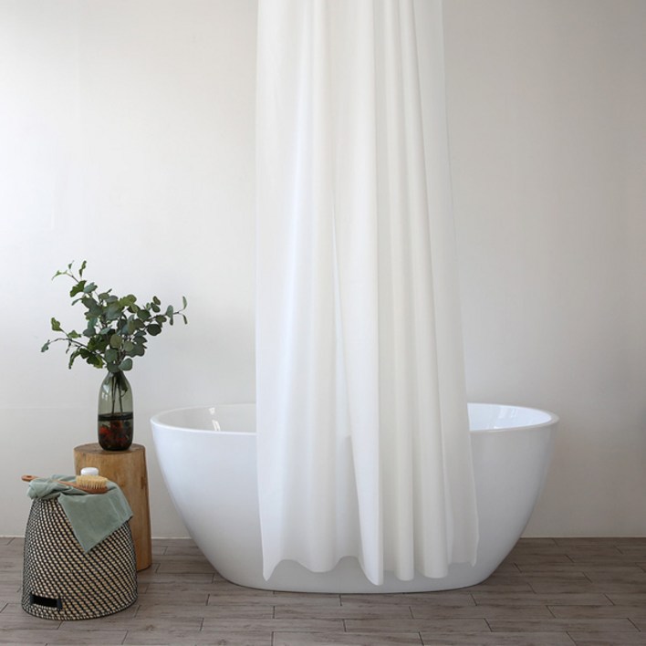 원세븐나인 화이트 라이너 샤워 커튼  봉  고리 12p 올인원 세트, 화이트, 1세트, 화이트계열