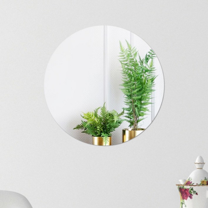 오코로 깨지지 않는 붙이는 아크릴 원형 거울 40 x 40 cm