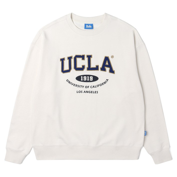 UCLA 프린트 자수 믹스 오버핏 쮸리 맨투맨 UA3LT82