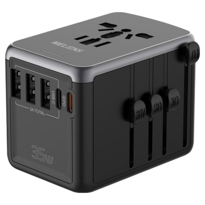 멜리언스 해외여행용 5포트 PD35W 초고속충전 멀티 어댑터 블랙 MLOL1, 1개