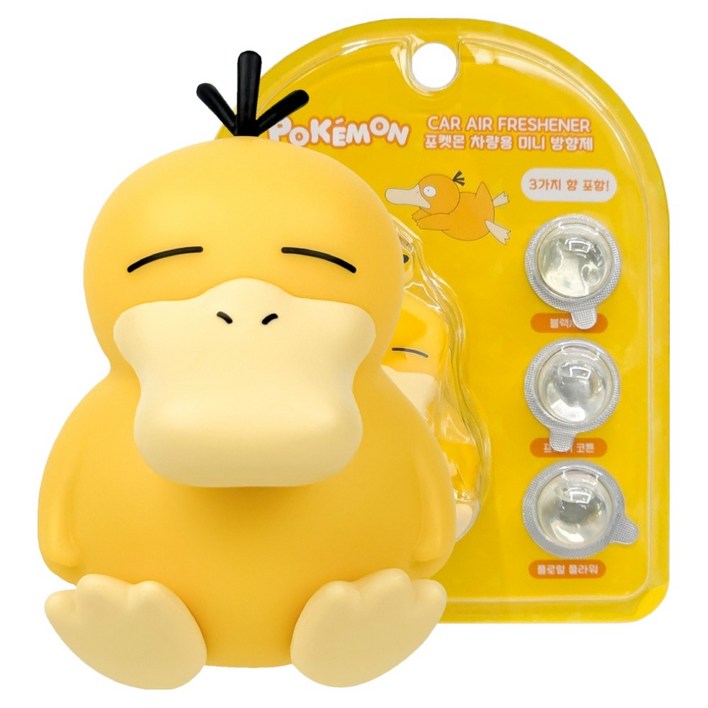 벨르아망 포켓몬 미니 차량용 방향제, 1개, 고라파덕(블랙체리, 프레쉬 코튼, 플로럴 플라워)