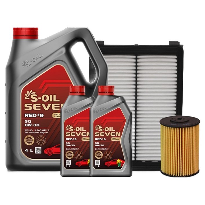 에쓰오일 세븐 레드 9 SQ 0W30 엔진오일세트 현대 더뉴그랜저 IG 가솔린2.5 출장교체