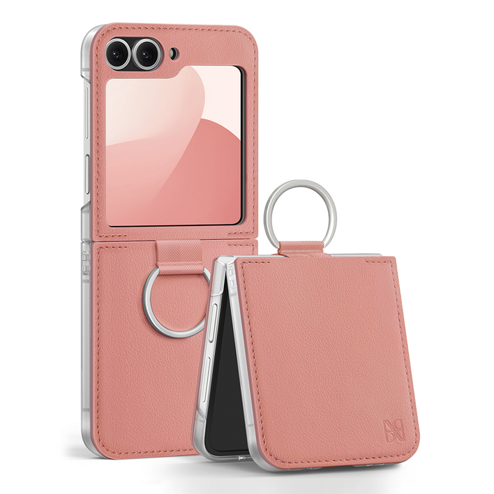 어썸디자인 플랫 수제 가죽 휴대폰 케이스 + 링 세트