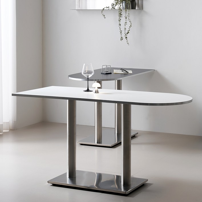 웰퍼니처 브루니 실버엣지 반타원 식탁 테이블 방문설치