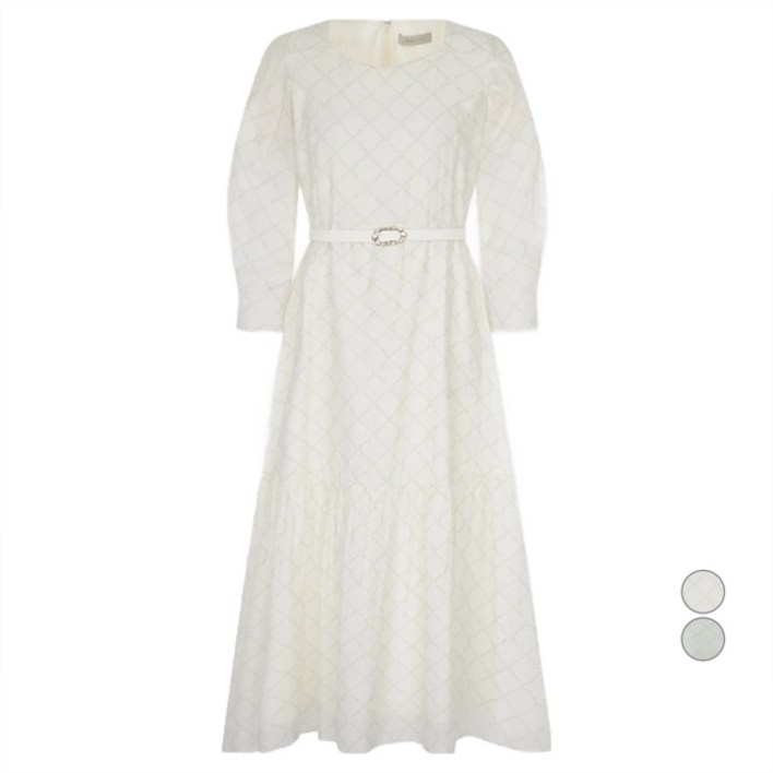 라인어디션 여성용 다이아몬드 패턴 벨티드 원피스