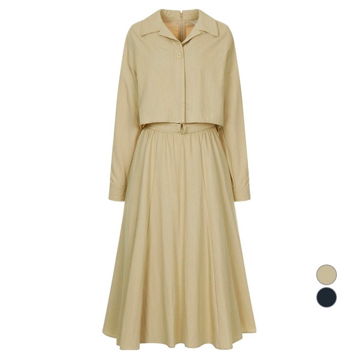 올리브데올리브 여성용 벨티드플레어 원피스