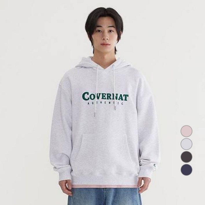 커버낫 남녀공용 어센틱 로고 후드티
