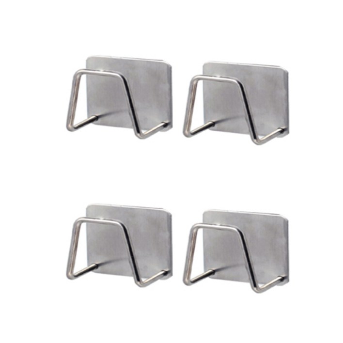 디오셀 다용도 접착식 수세미 거치대, 실버, 4개