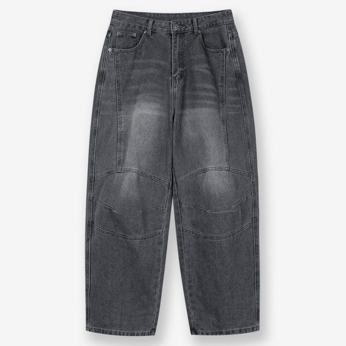 제이에이치스타일 남성용 바이커 절개 라인 와이드 워싱 데님 팬츠 INROK632