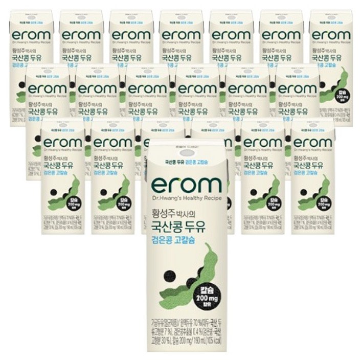 이롬 황성주 박사의 국산콩 두유 검은콩 고칼슘, 190ml, 20개