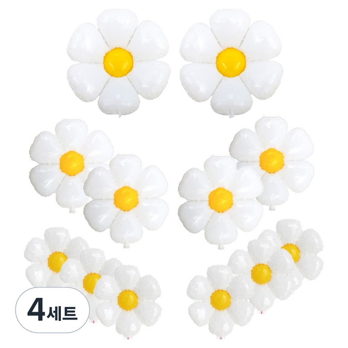 코히모 데이지 꽃 파티 풍선 대형 2p  중형 4p  소형 6p 세트, 4세트, 혼합색상