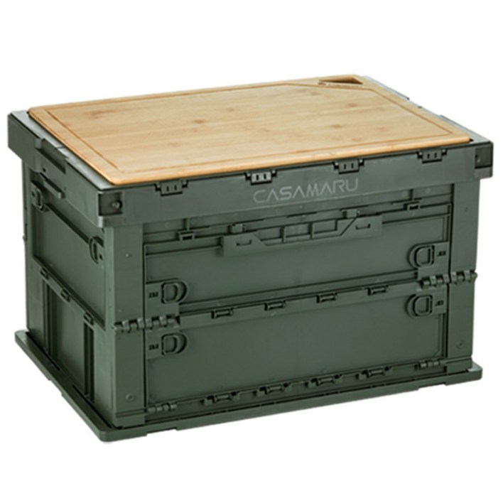 까사마루 대용량 캠핑 폴딩 박스 75L 1P + 원목 상판 1P 폴딩박스테이블