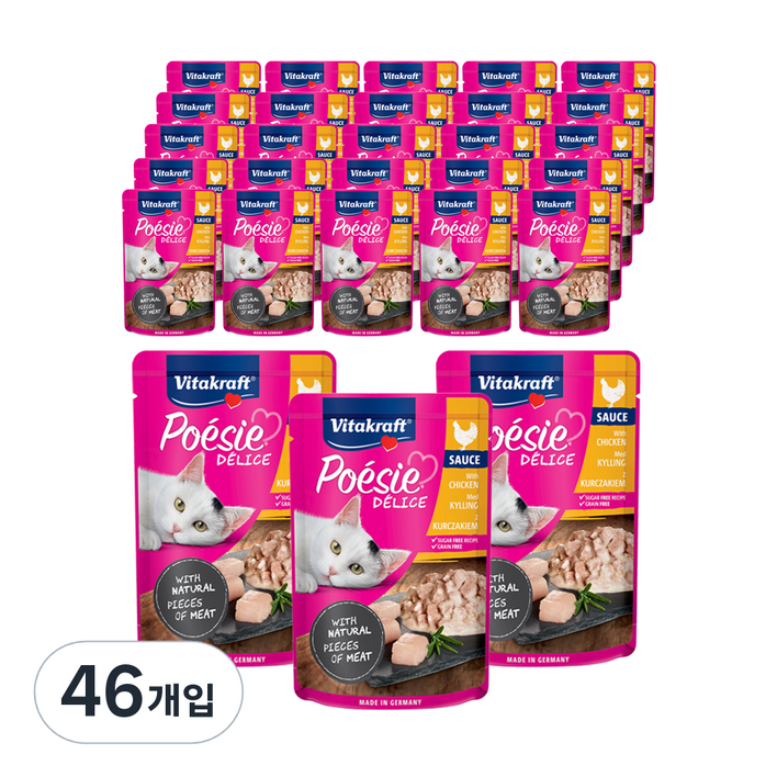 비타크래프트 고양이 포에시 델리스 간식, 치킨, 85g, 46개