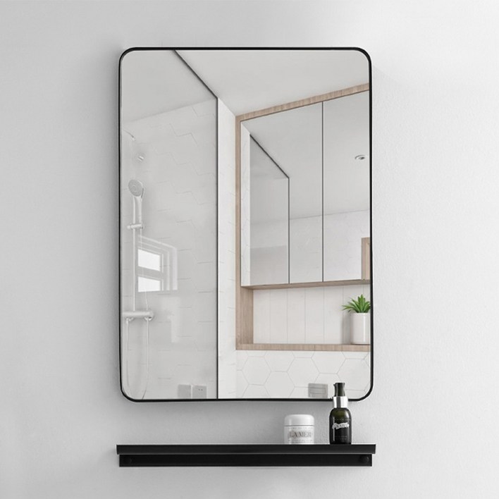 인뮤즈 알루미늄 사각 벽거울 40 x 50 cm, 블랙